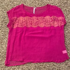 Bellatrix Fuchsia Lace Accent Blouse